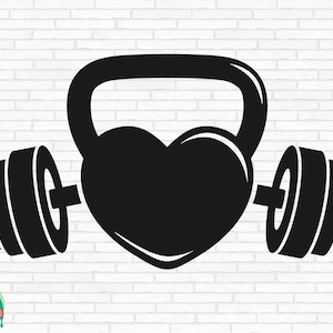 Barbell SVG, Kettlebell Svg, Love Gym Svg, Workout Svg, Fitness Svg, Gym Hart Svg, Bodybuilding Svg, Dumbell Svg Cut Files Cricut, Png, Svg