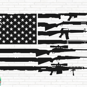 Amerikaanse Gun Flag SVG, Guns US Flag svg, Patriottische svg, Distressed Flag svg, Militaire svg, Cut Files, Cricut, Silhouette, Png, Svg, Eps, Dxf