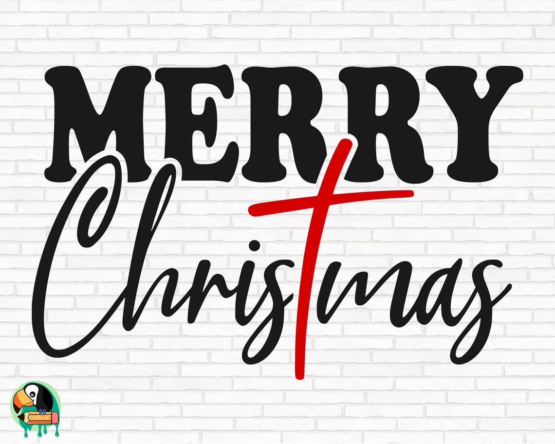 Merry Christmas SVG Religious Svg Merry Christmas With Cross Etsy