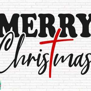 Feliz Natal SVG, SVG religioso, Feliz Natal com cruz Svg, Arquivos cortados de Feliz Natal, Cricut, Silhueta, Png, Svg, Eps, Dxf