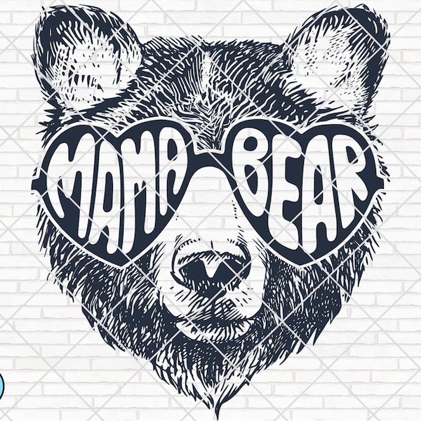 Mama Bear SVG | Mama Bear with Sunglasses | Mommy SVG | Mom To Be Svg | Mama Bear Cut file | Bear Mama | Mama Svg | Momma Bear Svg, Png, Dxf