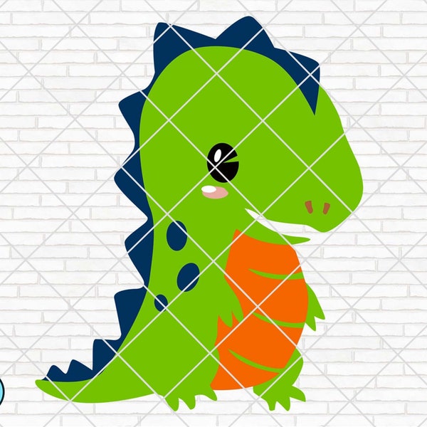 Cute T-Rex Dinosaur SVG, Baby Dinosaur Svg, T-Rex Cut File, Dinosaur SVG, Dino Clipart, Dino Fossil Birthday Party, Trex Svg, Cute Dinosaur