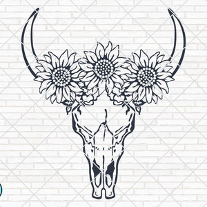 Cow Skull SVG, Floral Cow Skull, Floral Wreath svg, Boho svg, Cow Skull with Flowers, Cow Skull Floral svg, longhorn skull svg
