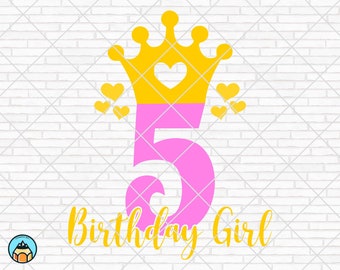 5th Cumpleaños Chica svg, Quinto Cumpleaños svg, 5th Cumpleaños svg, Cumpleaños Princesa svg, Feliz Cumpleaños svg, PNG Cut File for Cricut Silhouette