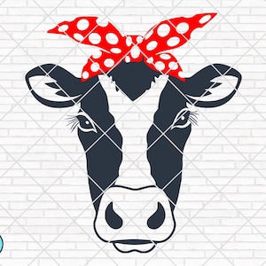 Cow With Bandana SVG | Cow Bandana SVG | Cow Face SVG | Heifer Svg | Cow Head Svg | Bandana Svg | Cow cut File | Cute Cow Face Svg