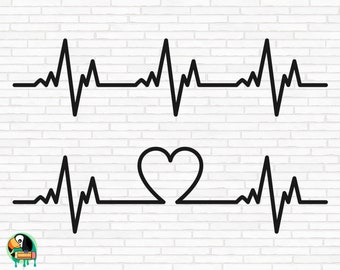 Heartbeat Line SVG, Heartbeat Pulse svg, Healthcare svg, Lifeline svg, Heartbeat Heart svg, Nurse svg, EKG svg, Cut Files, Cricut, Png, Svg