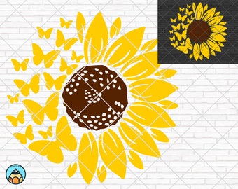 Tournesol papillon svg Tournesol svg Papillon svg Tournesol clipart Tournesol coupé fichier Papillon fleur svg Tournesol png Butterfly png