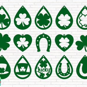 St Patrick&#39;s Day Earrings SVG, Irish Earring Svg, Shamrock Svg, Lucky Charm Svg, Irish Svg, Lucky Svg, Cut Files, Cricut, Png, Svg