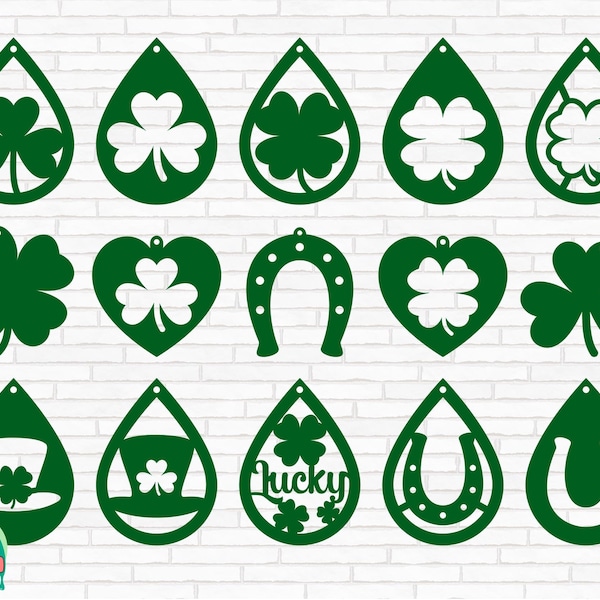St Patrick's Day Earrings SVG, Irish Earring Svg, Shamrock Svg, Lucky Charm Svg, Irish Svg, Lucky Svg, Cut Files, Cricut, Png, Svg