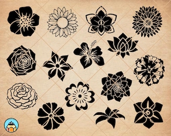 Flowers svg Flower Bundle svg cricut Rose svg Sunflower svg Cut File Floral Clipart Gardening Flower vinyl silhouette Cute Flowers vector