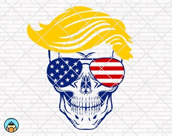 Skull Trump Merica svg, Merica Svg, Trump 2020 Svg, Trump Hair Style, Donald Trump, Trump Sunglasses, 4th of july, Patriotic, Election 2020