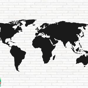 Mapa mundial SVG, World svg, Travel svg, Mapa global svg, Vetor de mapa mundial, Continentes Shape svg, Arquivos de corte de mapa mundial, Cricut, Png, Svg