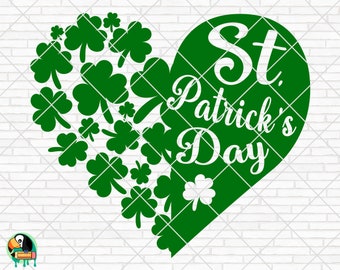 Heart of Shamrocks Svg, St Patrick's Day svg, Irish svg, Shamrock svg, Clover svg, Lucky Charm svg, Cut File, Cricut, Silhouette, PNG