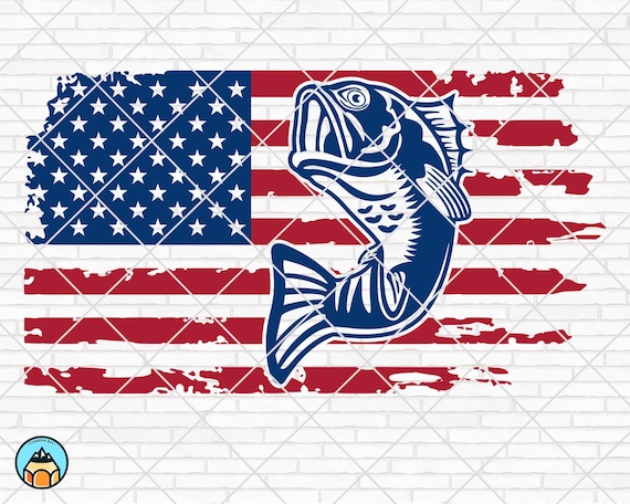 Bass Fishing Flag SVG | Fishing Distressed Flag svg | America fishing svg |  Fishing Flag Svg | USA Fishing Flag svg