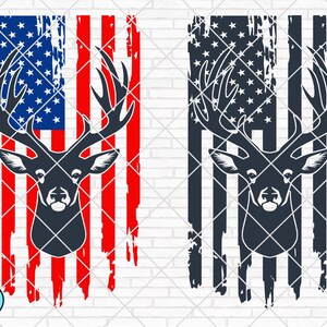 Deer USA Flag SVG | Deer Head SVG | Hunting Svg | Deer Svg | Distressed Flag Svg | Deer Flag Svg | Deer Vector | Deer Clipart