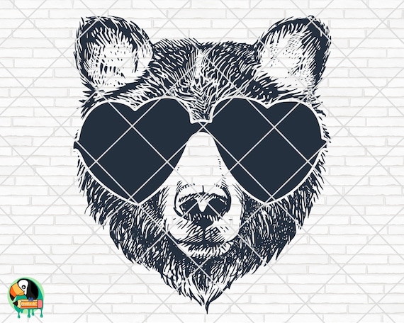Mama bear head with sunglasses, clipart image, funny mom tshirt design -  free svg file for members - SVG Heart