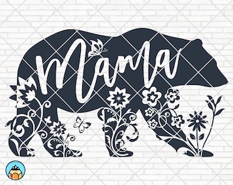 Maman ours SVG | Maman SVG | Ours floral Svg | Couper le fichier | PNG | Fleur de maman ours, fleurs | fichier svg maman ours | Maman ours Floral Svg