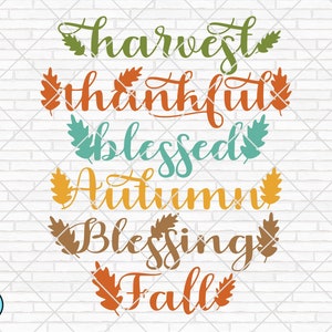 Fall Word Art svg, Autumn svg, Fall svg, Thankful svg, Halloween svg, Thanksgiving svg, Blessed Cut Files, Cricut, Silhouette, PNG