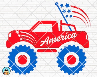 Patriotic Monster Truck Svg, 4th of July Svg, 4th of july truck, Boys Svg, Patriotic truck svg, Shirt Design, Silhouette, Cricut, Cut Files