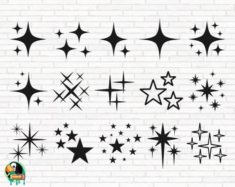 Funkelnde Sterne SVG, Sterne SVG, Sparkle svg, Sterne Svg, Sparkle Png, Stern Png, Sparkle Stars Vektor, Plotterdatei, Cricut, Png, Svg