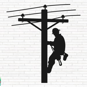 Monteur de lignes électricien SVG, svg Power Pole, svg monteur de lignes, svg électricien, téléchargement immédiat, fichiers de coupe, Cricut, Silhouette, Png, Svg, Eps, Dxf