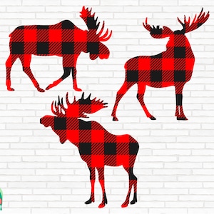 Buffalo Plaid Moose Svg, Buffalo Plaid Moose Bundle svg, Moose svg, Moose Cut File, Moose Vector, Clipart, dxf, eps, png, Cricut, Silhouette