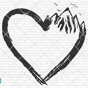 Herz Svg | Berge Svg | Abenteuer Svg | Ausgeschnittene Datei | druckbare Vektor ClipArt | Abenteuer ausgeschnitten Datei | Heart Camping digitale Datei