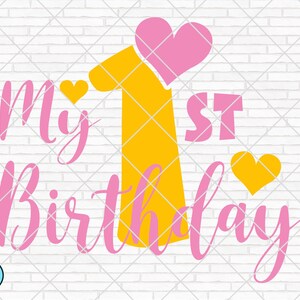 Erster Geburtstag Svg, Geburtstag Mädchen Svg, 1. Geburtstag Svg, ich bin zuerst, 1 Jahre alt, es ist mein Geburtstag, PNG geschnitten Datei für Cricut Silhouette