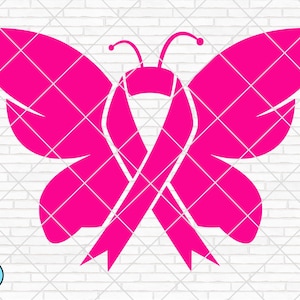 Butterfly Cancer Ribbon svg, Breast Cancer svg, Cancer Awareness svg, Cancer Survivor svg, Fight Cancer svg, Cricut, Silhouette, PNG