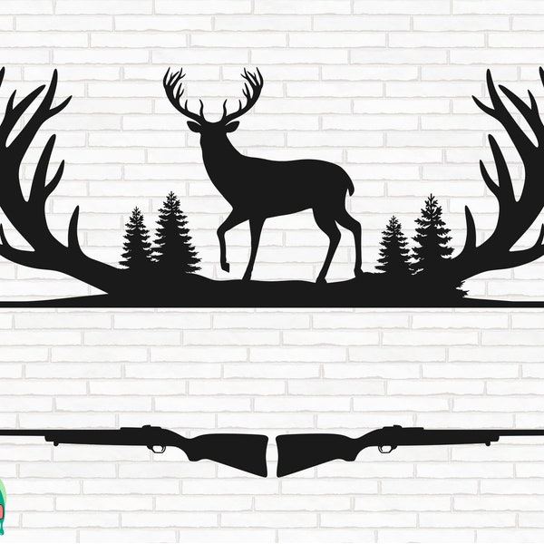 Deer Hunting Frame SVG, Deer Name Frame svg, Hunt svg, Hunter svg, Hunting Monogram svg, Hunting Rifle svg,  Cut Files, Cricut, Png, Svg