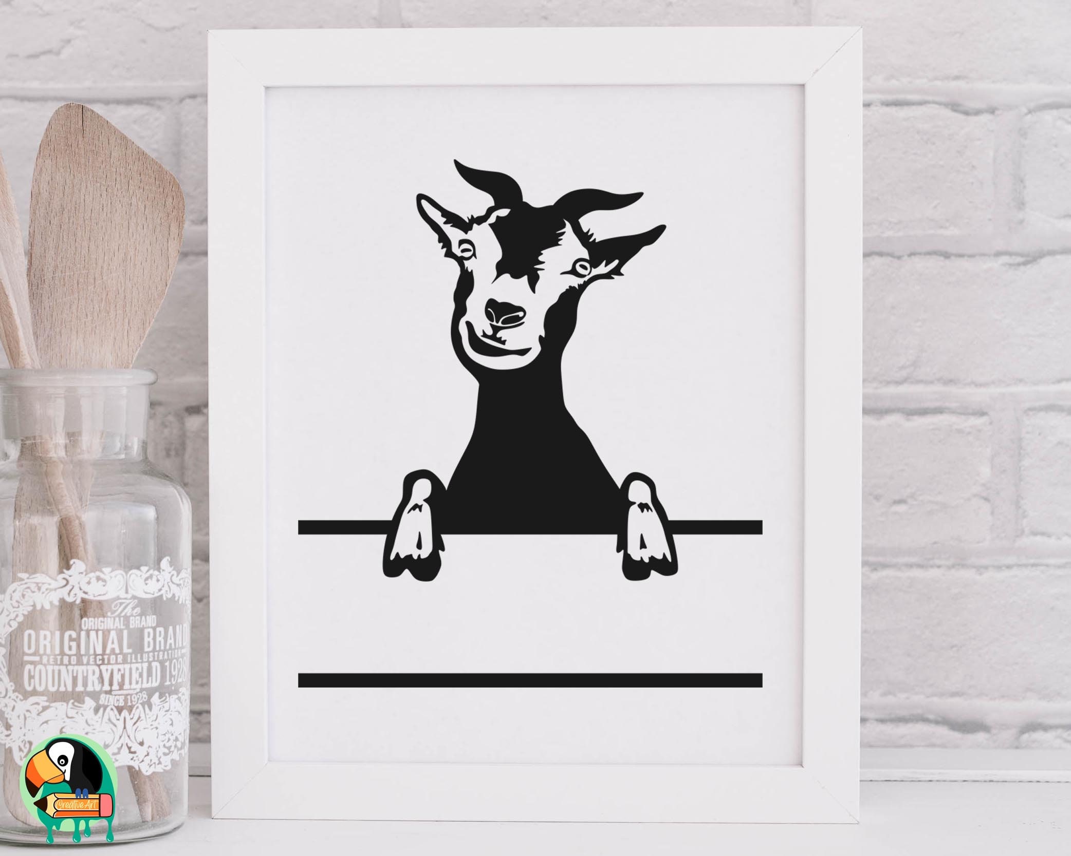 Goat Monogram SVG, Goat Svg, Billy Goat Svg, Ibex Svg, Peeking