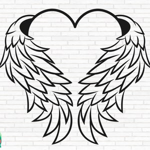 Angel Wings Heart SVG, Angel svg, Memorial svg, Halo svg, Heart svg, Angel Wings svg, Heaven svg, Angelic svg, Cut Files, Cricut, Png, Svg
