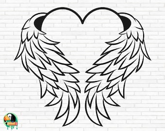 Angel Wings Heart SVG, Angel svg, Memorial svg, Halo svg, Heart svg, Angel Wings svg, Heaven svg, Angelic svg, Cut Files, Cricut, Png, Svg
