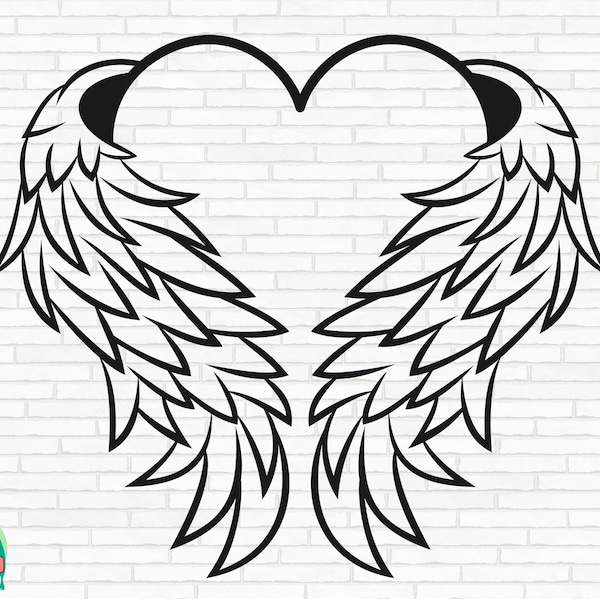 Angel Wings Heart SVG, Angel svg, Memorial svg, Halo svg, Heart svg, Angel Wings svg, Heaven svg, Angelic svg, Cut Files, Cricut, Png, Svg