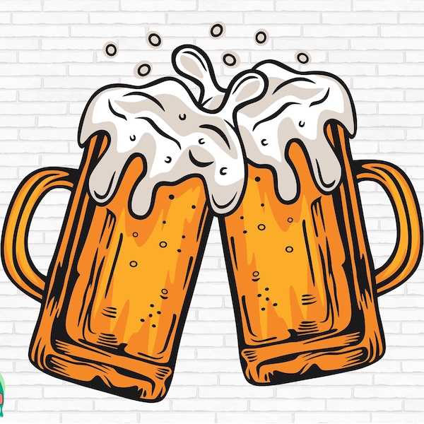 Beer Cheers SVG, Beer Mug Svg, Beer Glass Svg, Beer Svg, Alcohol Svg, Beer Clipart Svg, Beer Vector Svg, Cut Files, Cricut, Png, Svg