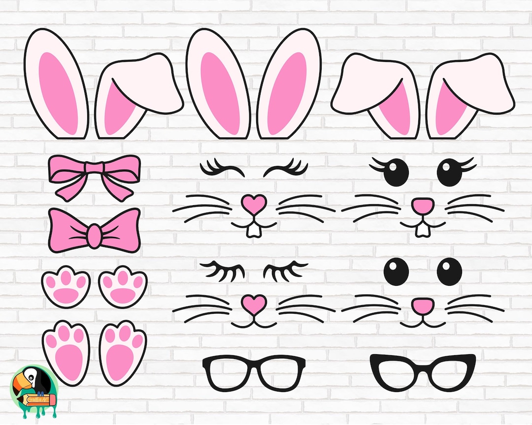 Easter Bunny SVG, Bunny Face Svg, Bunny Ears Svg, Bunny Monogram Svg