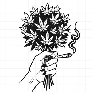 Bouquet di cannabis SVG, Bouquet di erba SVG, Marijuana SVG, Mano che fuma SVG, Foglia di marijuana SVG, Foglia di cannabis SVG, Ragazza fumatrice SVG, File di taglio erba PNG