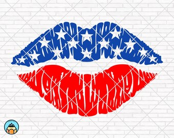 USA Lips Kiss svg, Lips Flag svg, Kiss svg, 4th of July svg, Patriotic svg, American Flag svg, dxf, eps, cricut, silhouette, cut file
