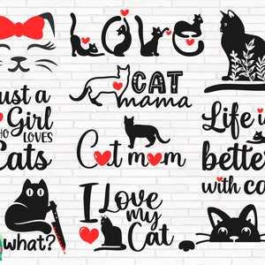 Cat Mama Svg, Cat Mom Svg, Cat Lover Svg, Cat Svg, Cat Sayings Svg, Cat Quotes Svg - (10 designs)