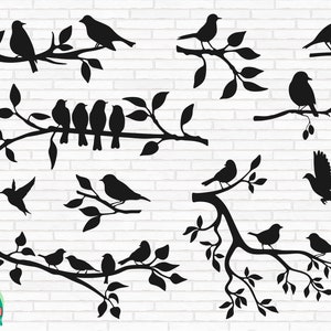 Birds on Branches SVG, Birds Svg, Bird on Tree Svg, Flock of Birds Svg, Tree Branch Svg, Swallows on Branch Svg, Cut Files, Cricut, Png, Svg