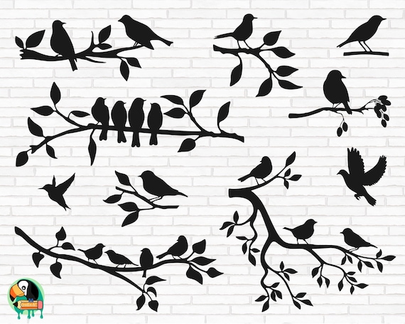 Birds on Branches SVG, Birds Svg, Bird on Tree Svg, Flock of Birds Svg, Tree Branch Svg, Swallows on Branch Svg, Cut Files, Cricut, Png, Svg