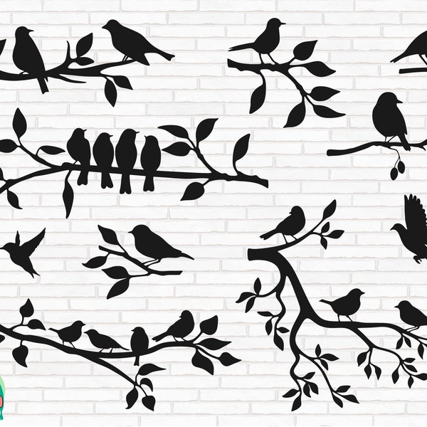 Birds on Branches SVG, Birds Svg, Bird on Tree Svg, Flock of Birds Svg, Tree Branch Svg, Swallows on Branch Svg, Cut Files, Cricut, Png, Svg