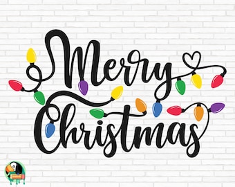 Merry Christmas SVG, Christmas Svg, Winter Svg, Christmas Lights Svg, Merry Christmas Cut Files, Cricut, Silhouette, Png, Svg, Eps, Dxf