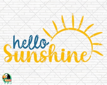 Hello Sunshine SVG, Summer Svg, Beach Svg, Summer Design for Shirts, Summertime Svg, Summer Cut Files, Cricut, Silhouette, Png