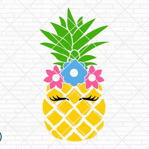 Pineapple svg, Pineapple Eyelashes svg, Pineapple Flowers svg, Summer svg, Vacation svg, cricut, silhouette, cut file, vector, clipart