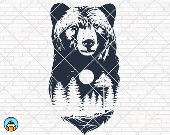 Bear SVG | Camping SVG| Grizzly Bear Svg | Cut File | PNG | printable vector clip art | Camping Cut file | Forest Svg | Nature Svg
