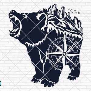 Bear Mountain SVG | Bear Svg | Camping Svg | Grizzly Bear Svg | Cut File | PNG | printable vector clip art | Bear Cut file | Mountain Svg