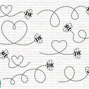 Bee Path SVG, Bee Bundle Svg, Bee Svg, Honey Bee Svg, Flying Bee Svg, Bumble Bee Svg, Bee Dotted Lines Svg, Cut Files, Cricut, Png, Svg