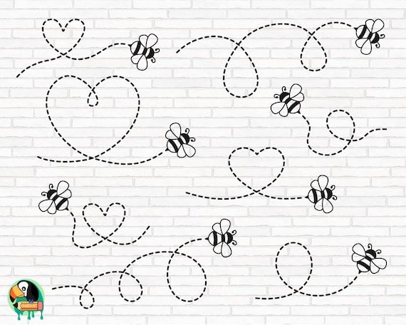 Bee Path SVG, Bee Bundle Svg, Bee Svg, Honey Bee Svg, Flying Bee Svg, Bumble Bee Svg, Bee Dotted Lines Svg, Cut Files, Cricut, Png, Svg