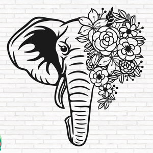 Floral Elefant SVG, Elefant SVG, Blumen Elefant SVG, Elefant Mandala SVG, Elefant Gesicht SVG, Elefant geschnitten Dateien, Cricut, Png, svg